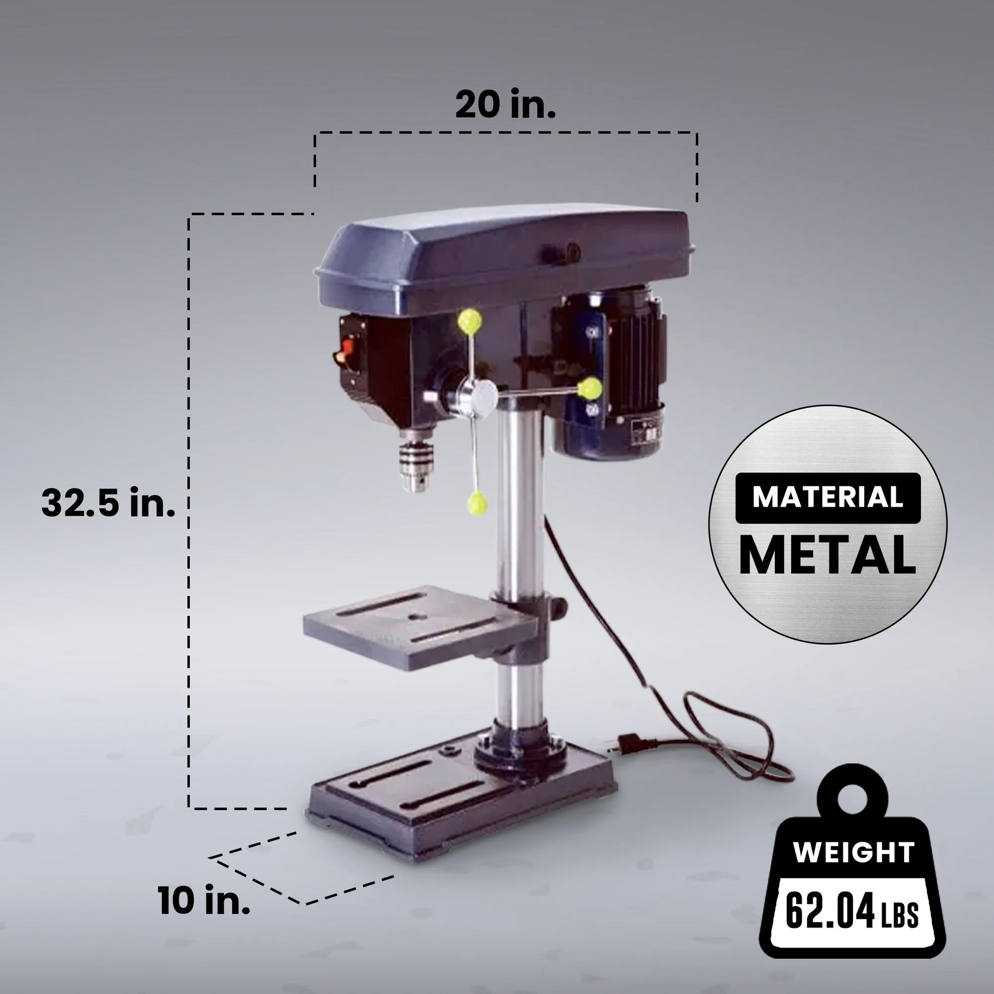 Master Mechanic 10-Inch Bench Mount Drill Press with 5 Speed 5/8 HP Motor