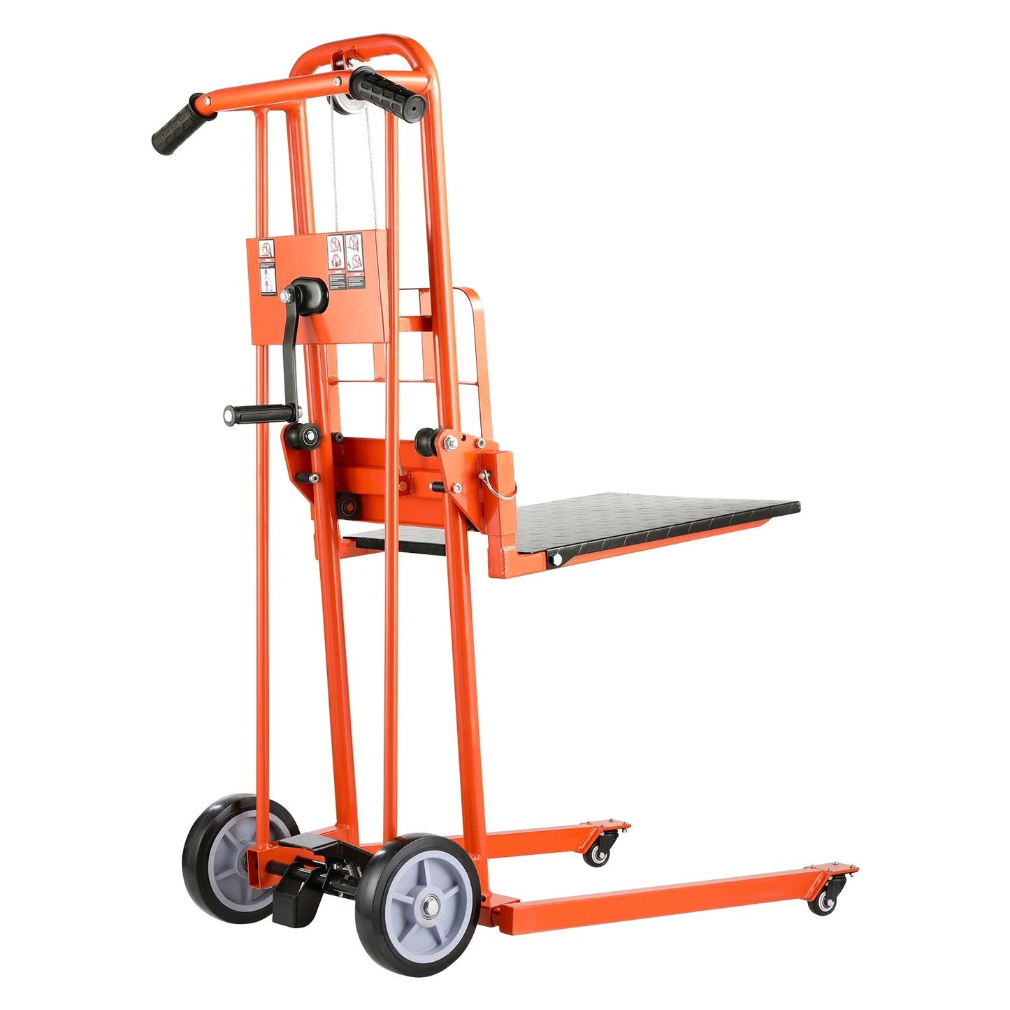 KFFKFF Manual Lift Stacker, Pallet Dolly with 330lbs Load Limit, Maximum Elevation of 42.9in, Winch Stacker, Versatile Pallet Truck Stacker Equipped with Rotating Wheels and Lifting Plate