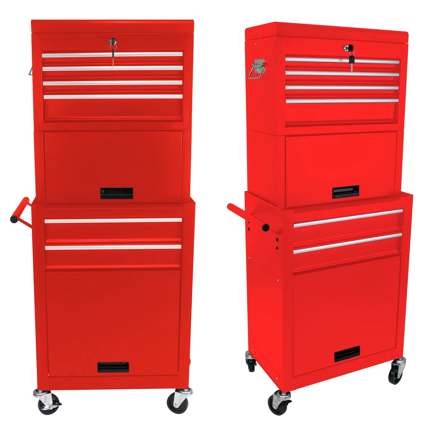 NIGSQJB 3-In-1 Tool Chest on Wheels with 6 Drawers, 52"H Tool Storage Cabinet with Auto Locking System,Detachable Top,Tool Box Organizer for Garage,Workshop,Repair Shop,DIY, Red