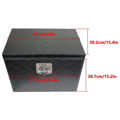 findmall 24 Inch Aluminum Diamond Plate Tool Box Trailer Tongue Box Chest Box Pickup Truck ATV Underbody RV Storage Box Organizer With Lock Key, Black