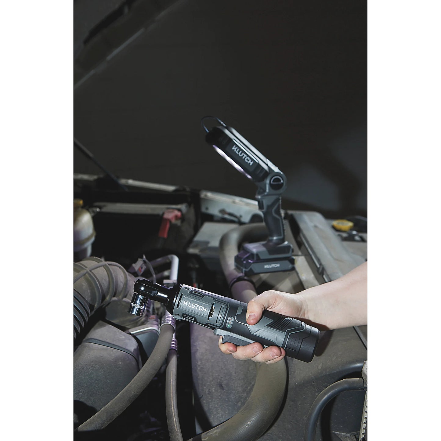 Klutch 3/8in. Ratchet Wrench Kit, 12V, Cordless, Lightweight, Ergonomic, 2.0Ah