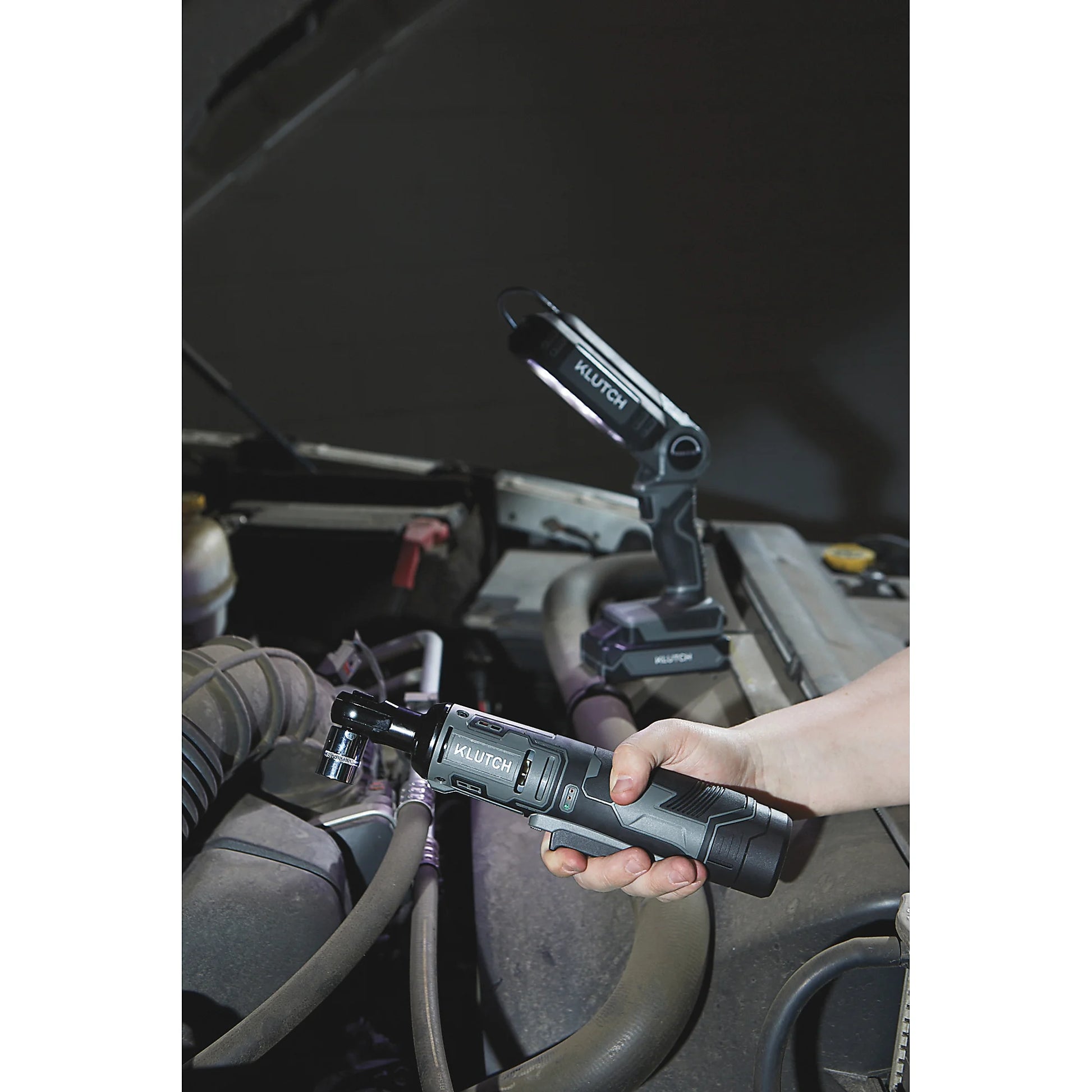 Klutch 3/8in. Ratchet Wrench Kit, 12V, Cordless, Lightweight, Ergonomic, 2.0Ah