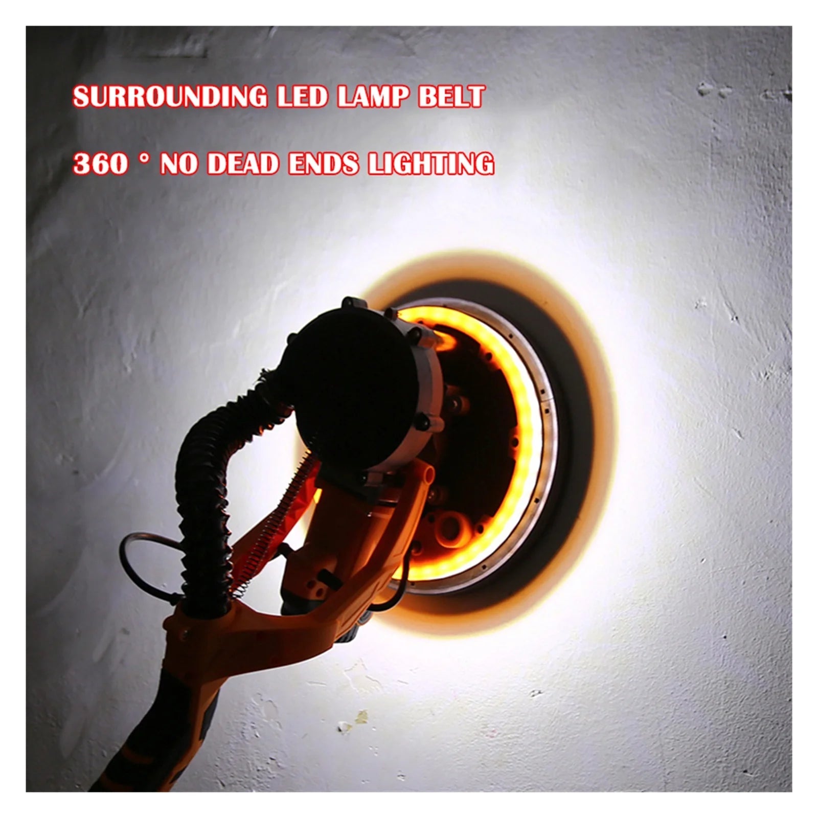 9-inch Electric Drywall Sander 225MM Wall Grinding Machine Putty Dustless Self -vacuum LED Long Rod Polishing Sand Paper Machine ,Low Vibration
