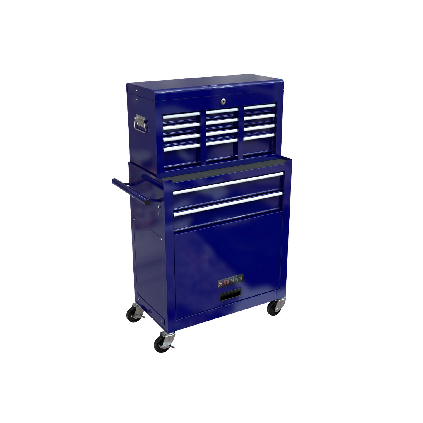 Pouseayar 8-Drawer High Capacity Rolling Tool Chest Storage Cabinet, Blue