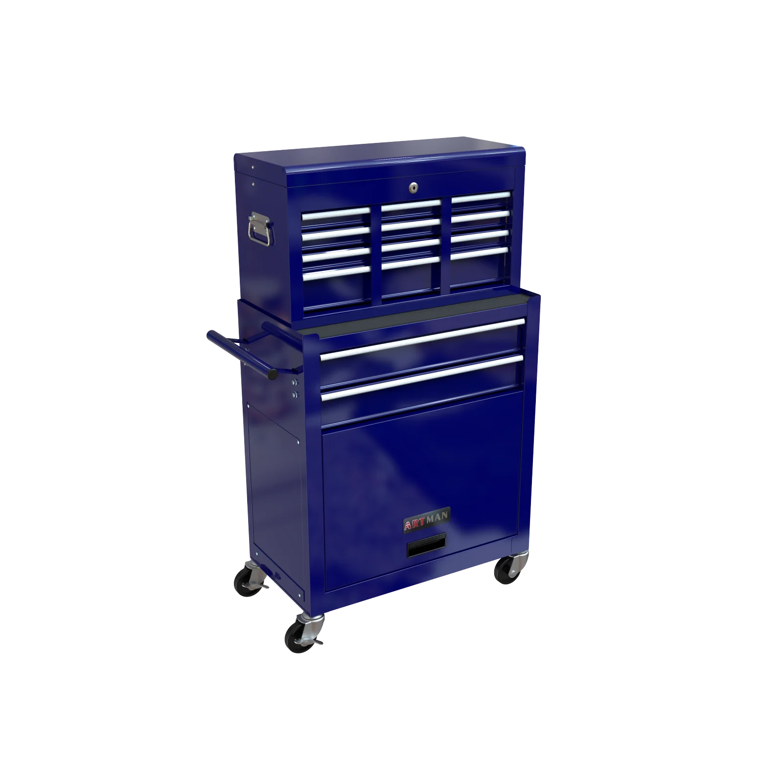 Pouseayar 8-Drawer High Capacity Rolling Tool Chest Storage Cabinet, Blue