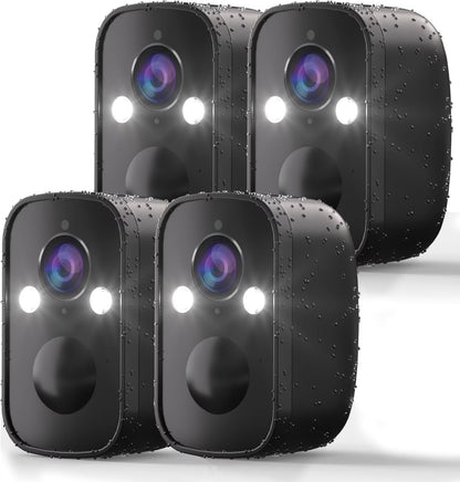 4Pack Wireless Security Cameras Outdoor, 5MP Battery-Powered Spotlight Siren Alarm WiFi Surveillance Indoor Home Camera, Color Night Vision, AI Motion Detection, 2-Way Talk, Cloud/SD Storage Support