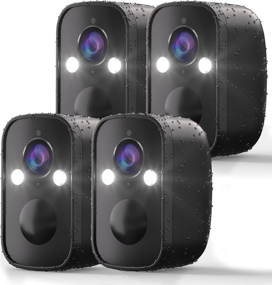 4Pack Wireless Security Cameras Outdoor, 5MP Battery-Powered Spotlight Siren Alarm WiFi Surveillance Indoor Home Camera, Color Night Vision, AI Motion Detection, 2-Way Talk, Cloud/SD Storage Support