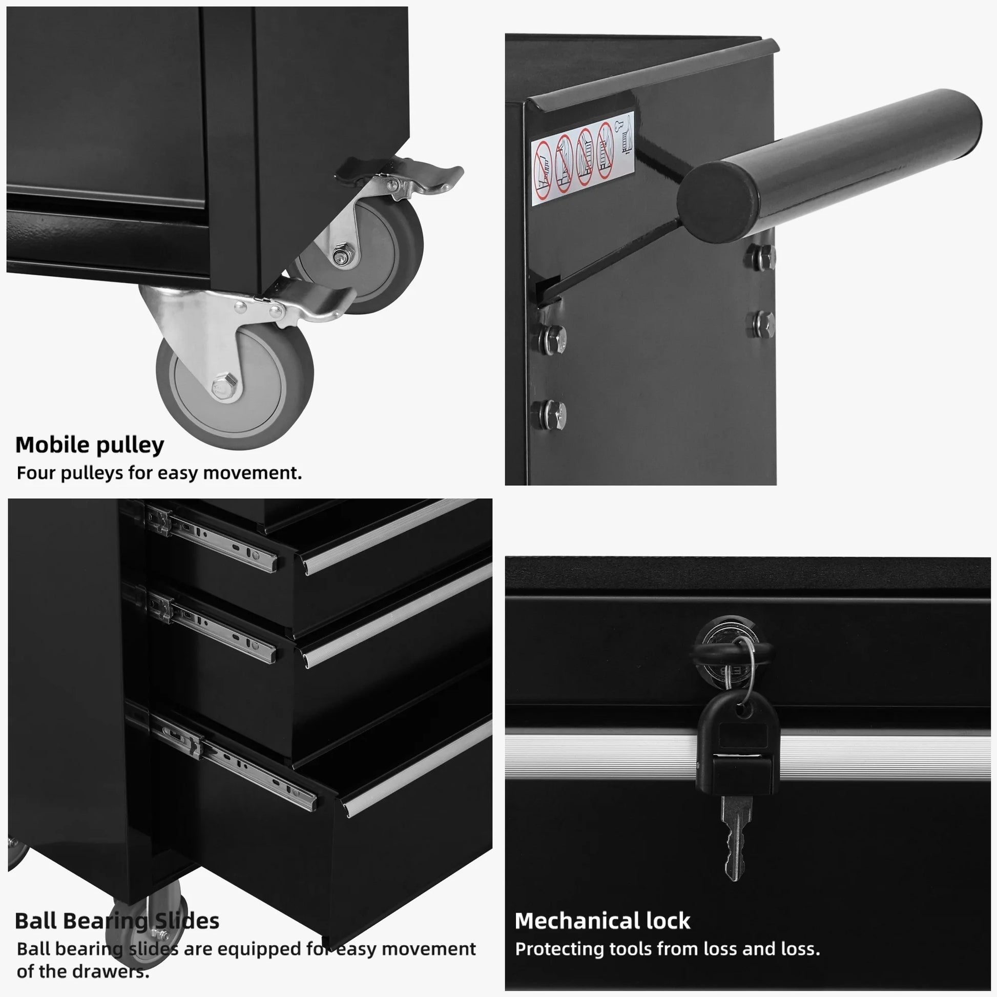 6-Drawer Rolling Tool Chest Cabinet, Large Capacity Metal Tool Box with Wheels