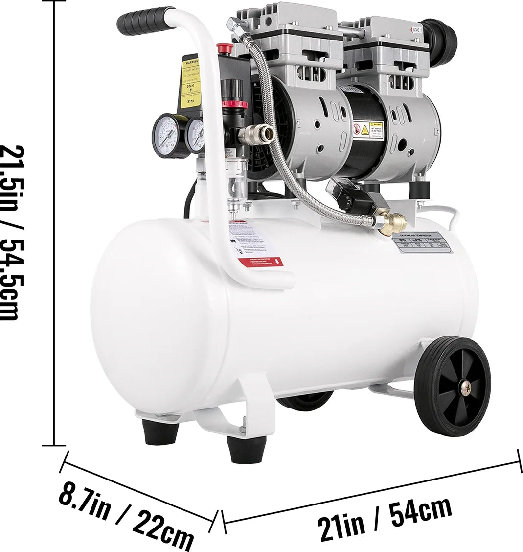 KFFKFF 6.6 Gallon Air Compressor, 1 HP Mobile Air Compressor, 750W Oil-Free Steel Tank, 115 PSI Pancake Air Compressor, Exceptionally Quiet for Household Fixes and Tire Pumping
