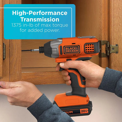 BLACK+DECKER 20V Cordless Drill and Driver, 1.5Ah, Lithium Ion Battery and Charger Included
