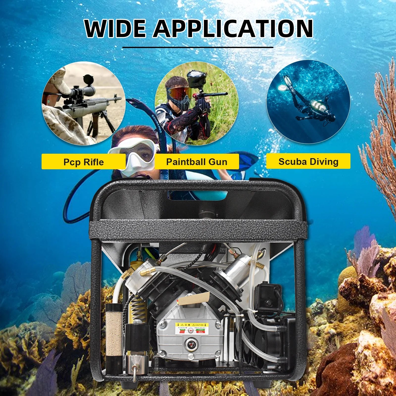 TUXING 4500Psi Pcp Air Compressor,High Pressure Air Compressor,Built-in Water and Fan Cooling System Filter,Auto Stop and Auto Purge Version,for Diving Scuba tank Filling Air Rifle Tank (TXEDT033)
