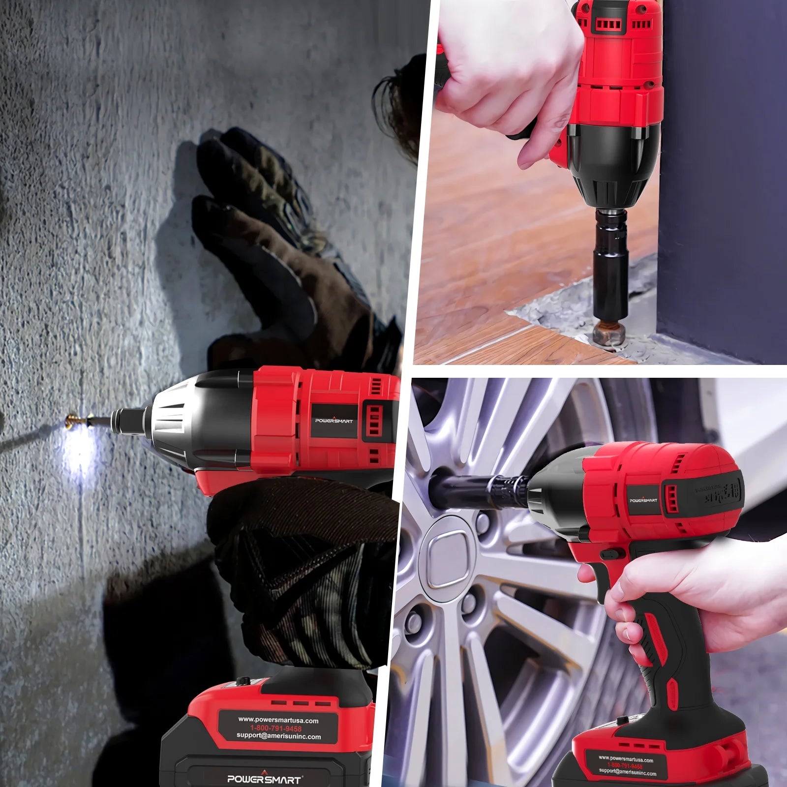 PowerSmart Brushless Cordless Impact Wrench 1/2 inch, 2.0Ah 20V Battery & Fast Charger Included