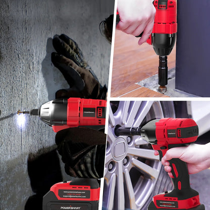 PowerSmart Brushless Cordless Impact Wrench 1/2 inch, 2.0Ah 20V Battery & Fast Charger Included