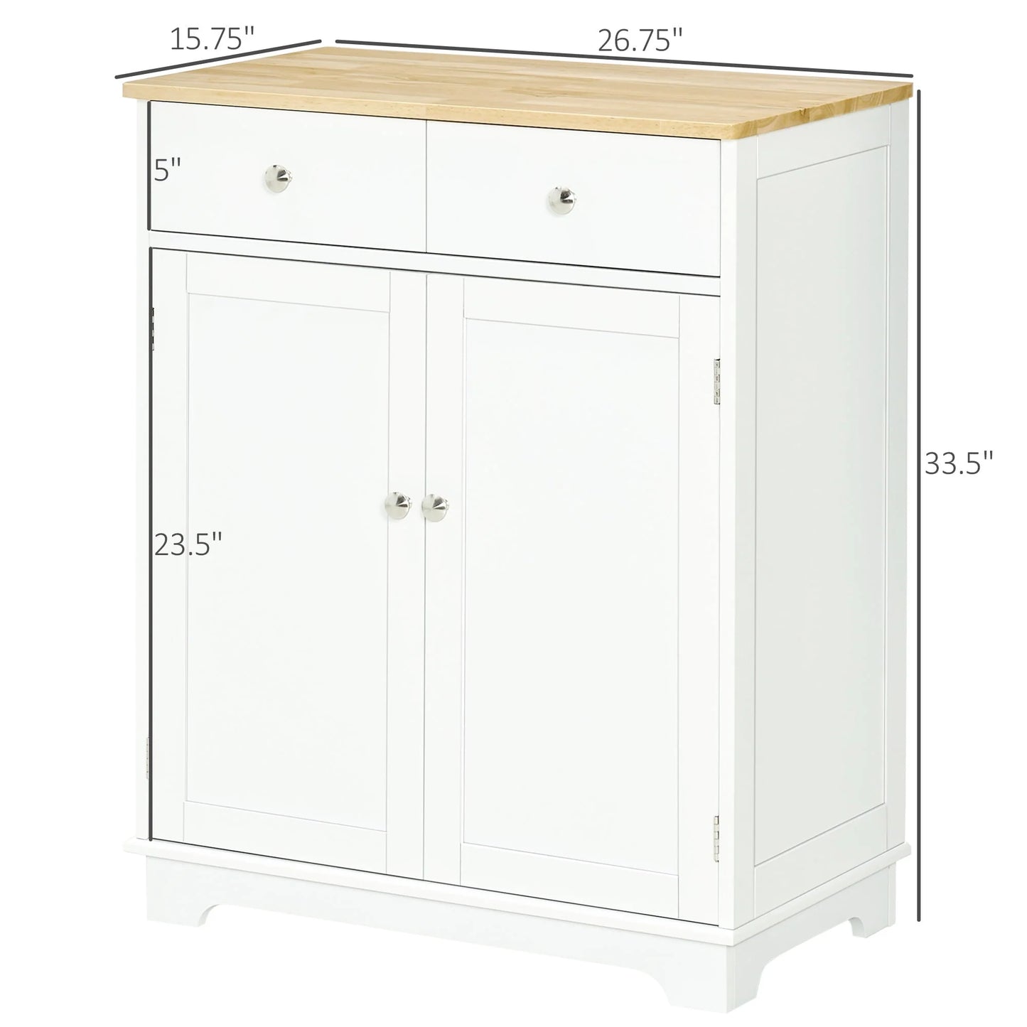 HOMCOM Space Saving Kitchen Sideboard with Functional Storage Cabinet with Adjustable Shelf for Kitchen/Living Room, White