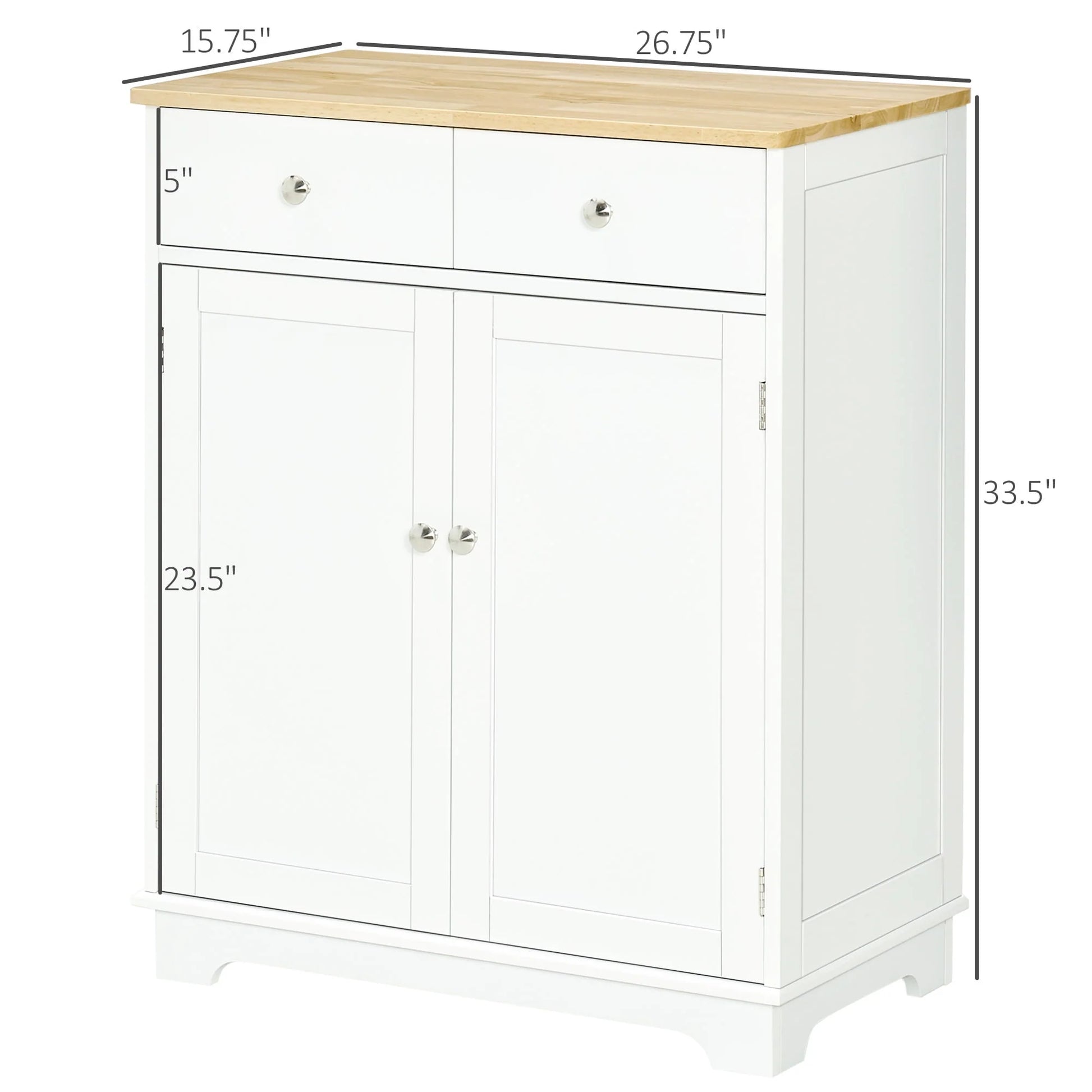 HOMCOM Space Saving Kitchen Sideboard with Functional Storage Cabinet with Adjustable Shelf for Kitchen/Living Room, White