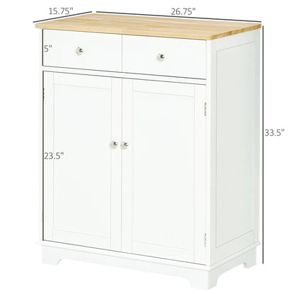HOMCOM Space Saving Kitchen Sideboard with Functional Storage Cabinet with Adjustable Shelf for Kitchen/Living Room, White