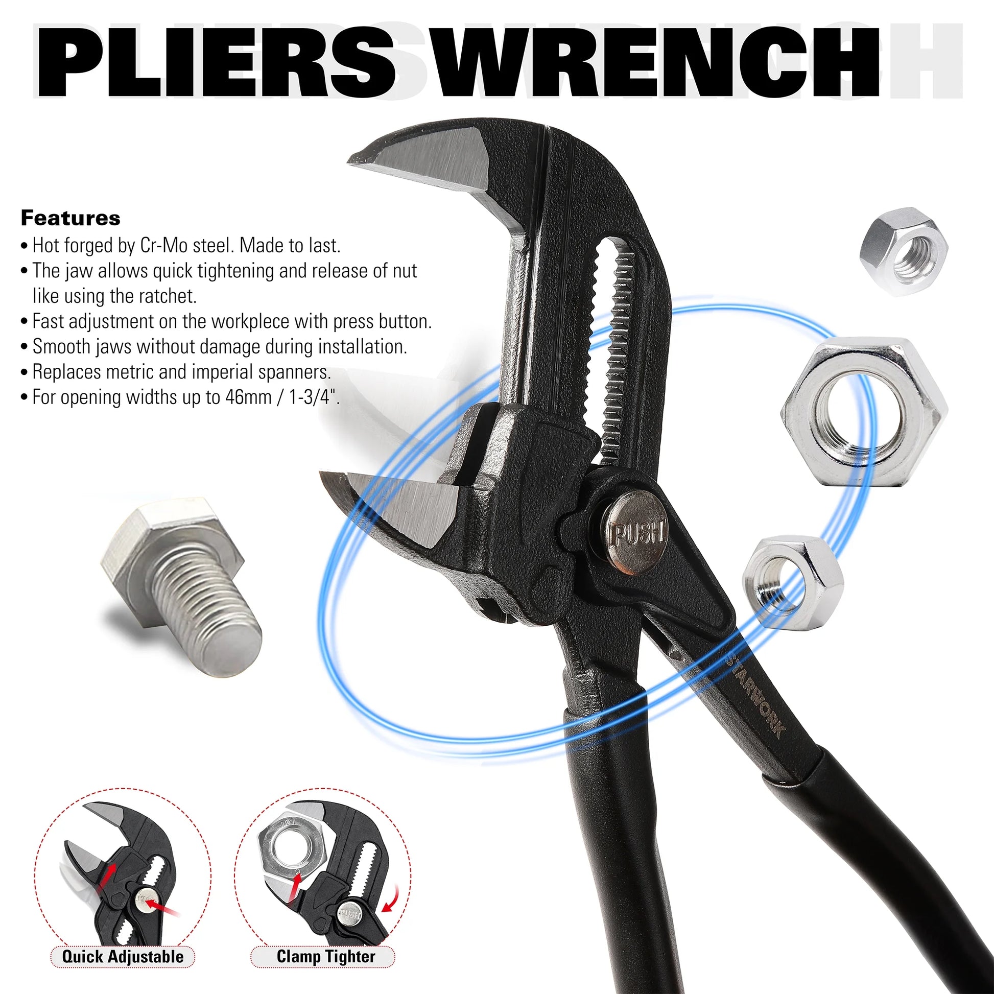STARWORK TRUE MECHANIC 312-Piece Mechanics Tool Set and Socket Set, ProfessionalPliers Wrench Version SAE/Metric