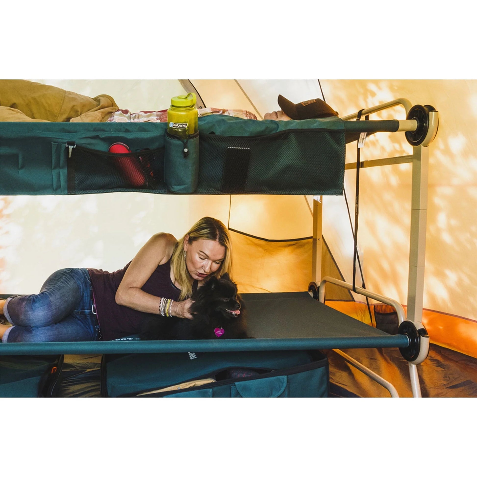 Disc-O-Bed XL Cam-O-Bunk Benchable Double Cot with Storage Organizers, Navy
