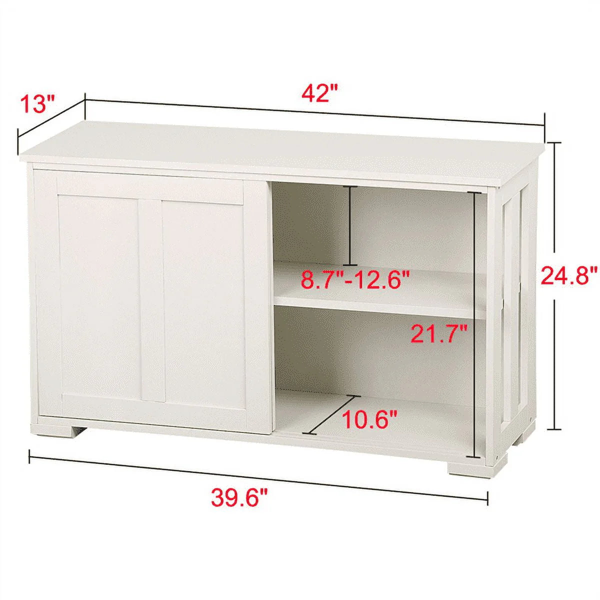 Topeakmart Antique White Buffet Cabinet Kitchen Table Sliding Door Stackable Sideboard Storage