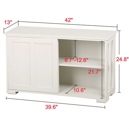 Topeakmart Antique White Buffet Cabinet Kitchen Table Sliding Door Stackable Sideboard Storage