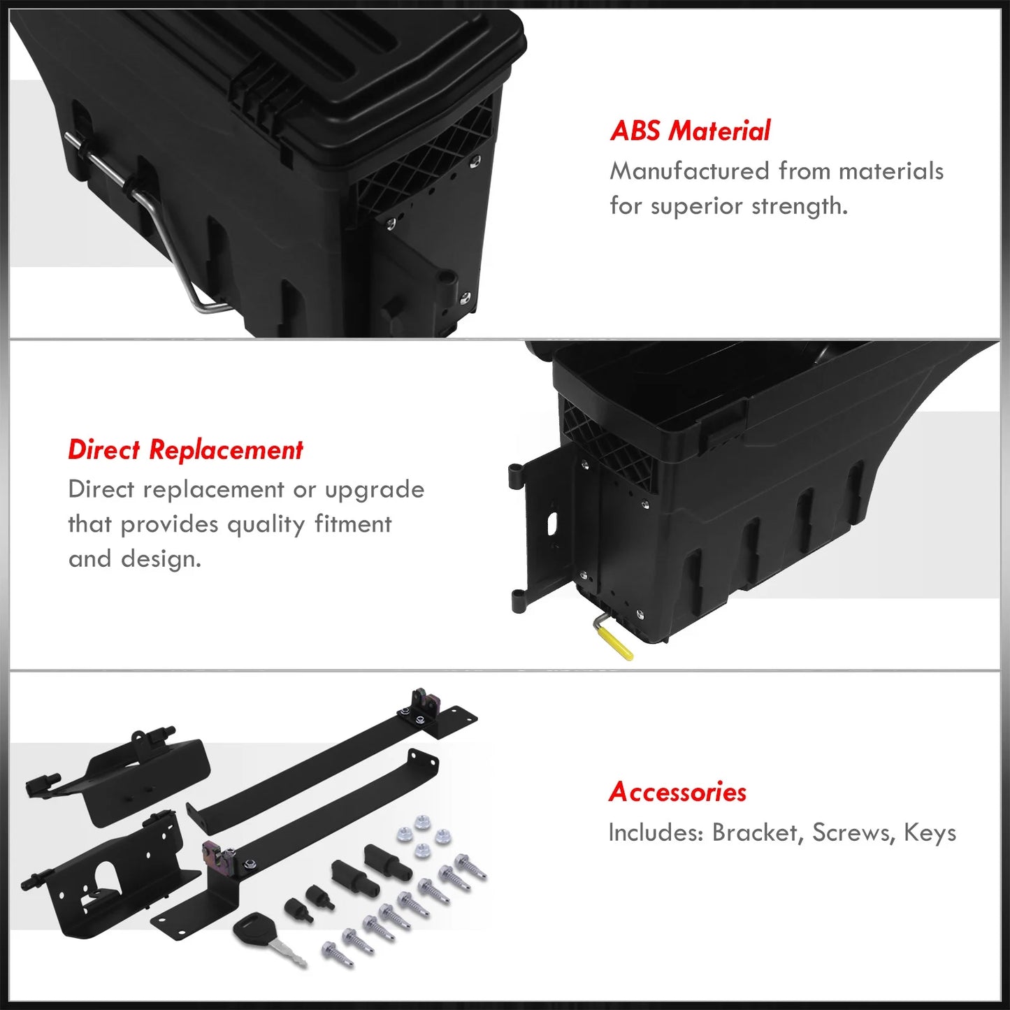 For 2002-2020 Dodge Ram 1500 2500 3500 (2-Piece) Rear Truck Bed Wheel Well Storage Case Tool Box Pair w/Lock+Key Set - Fleetside 03 04 05 06 07 08 09 10