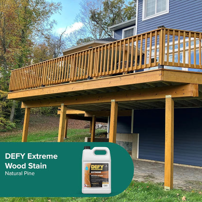 DEFY Extreme Wood Stain and Sealer in One - 5 Gallon Semi-Transparent Waterproof Coating for All Wood Types - Natural Pine