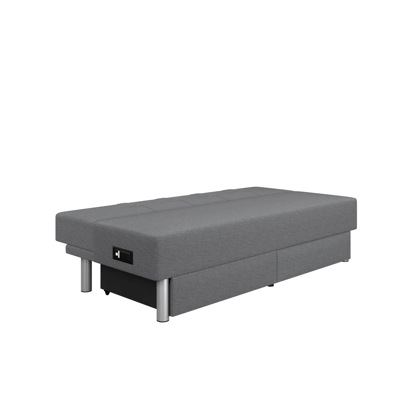 Serta Windsor Futon with Storage and Power, Gray Fabric