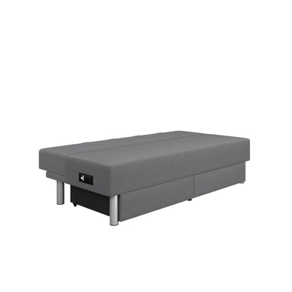 Serta Windsor Futon with Storage and Power, Gray Fabric
