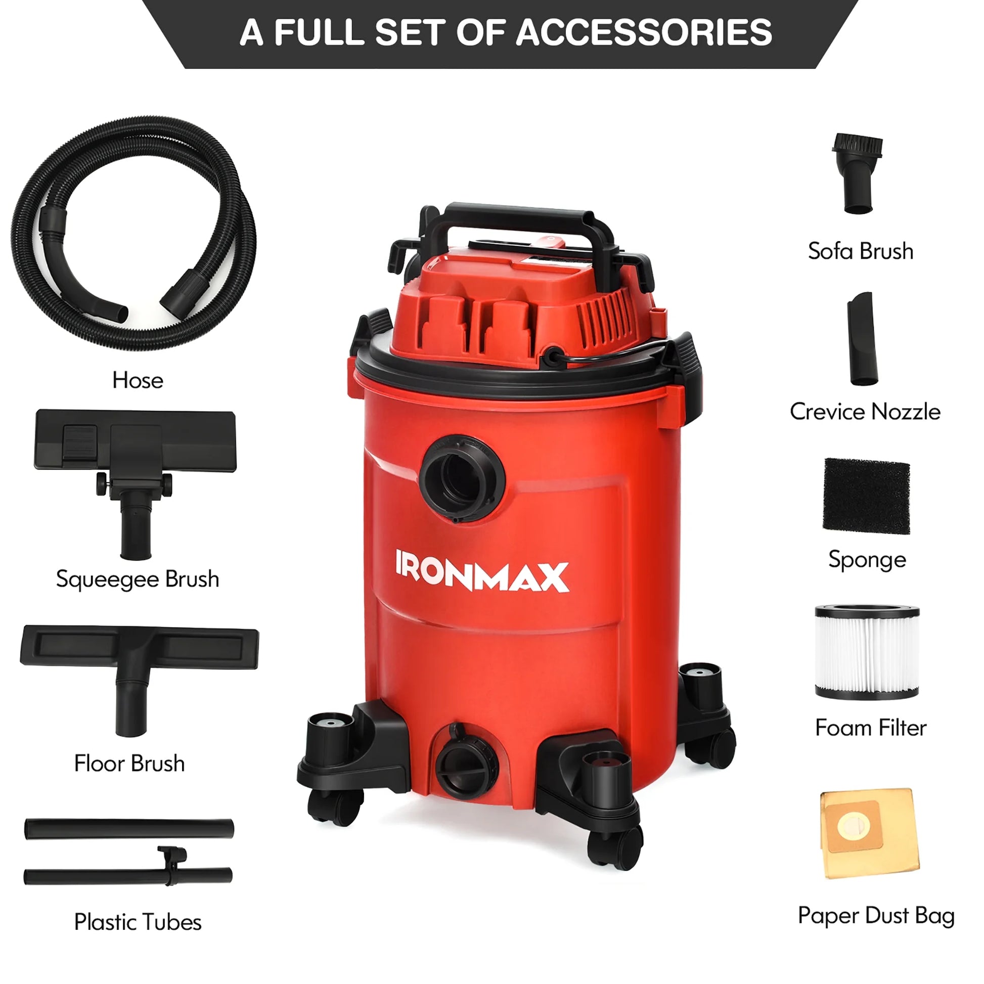 6.6 Gallon 4.8 Peak HP Wet/Dry Vacuum 3 in 1 Shop Vacuum Cleaner w/Blower