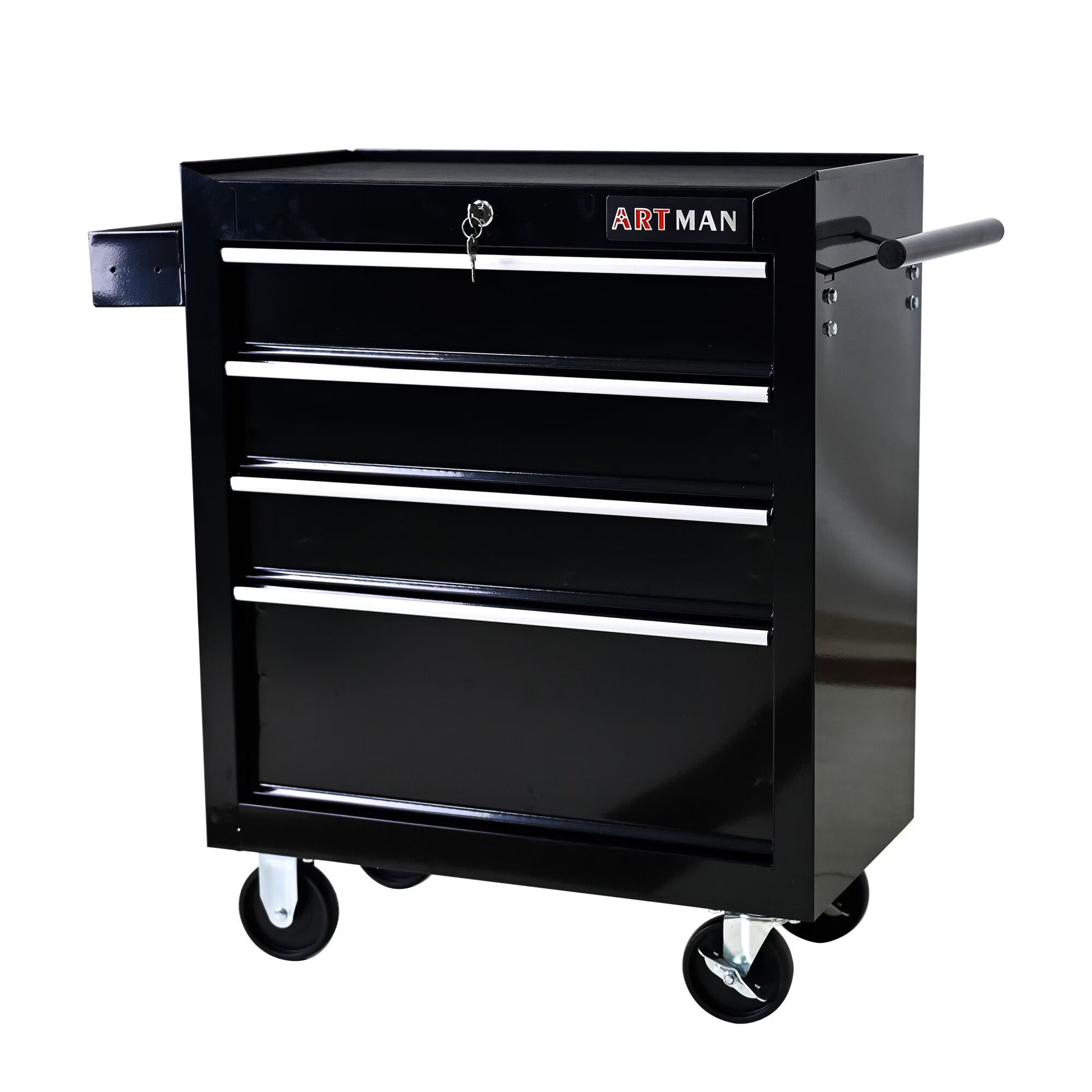 Tool Cabinets Rolling Tool Chest, 4 Drawer Tool Box with Wheels, Heavy Duty Industrial Service Cart Storage Organizer with Locking System, Rolling Tool Box Organizer Tool Case for Garage, Repair Shop