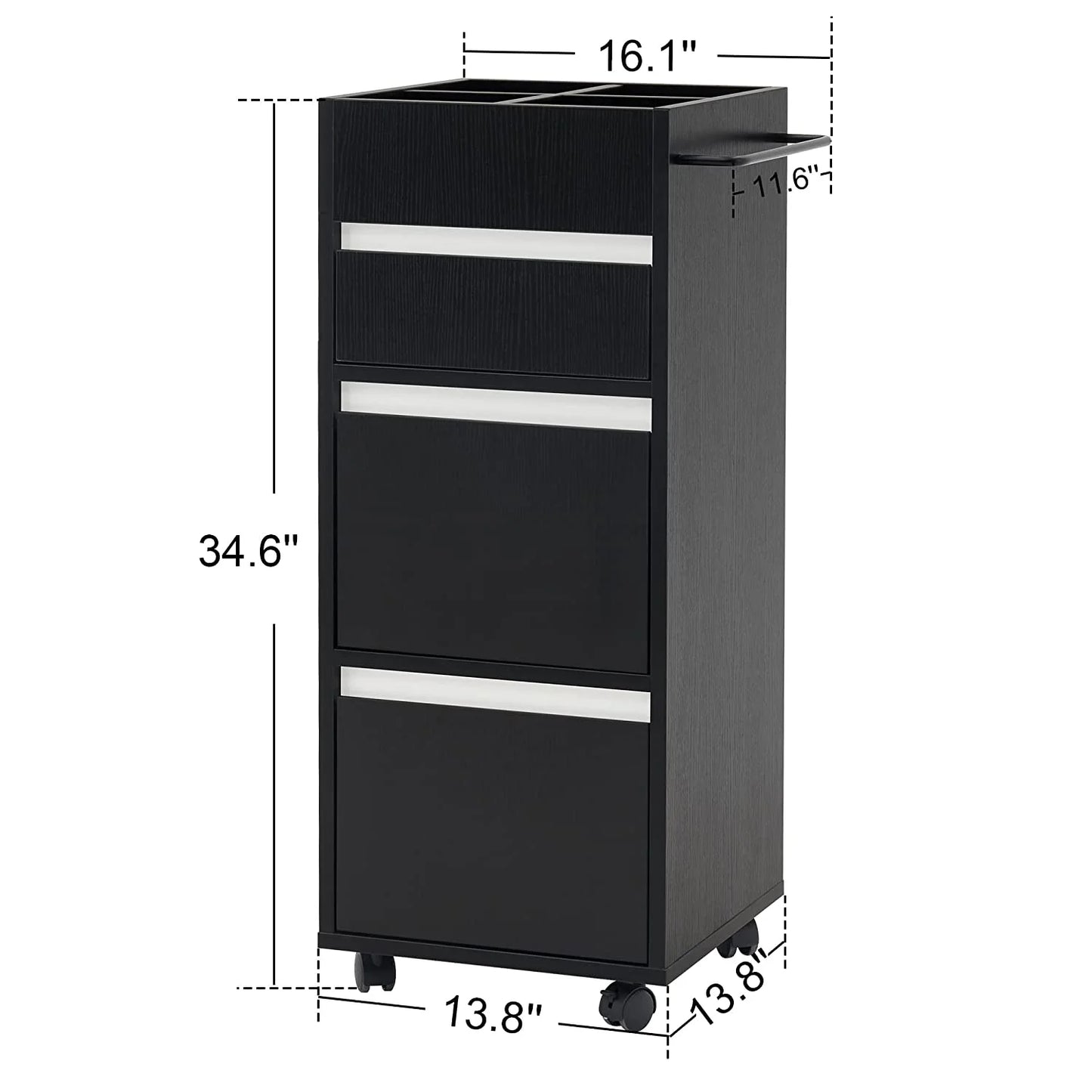 BarberPub Utility Cart with Storage Drawer, Salon Trolley Cabinet