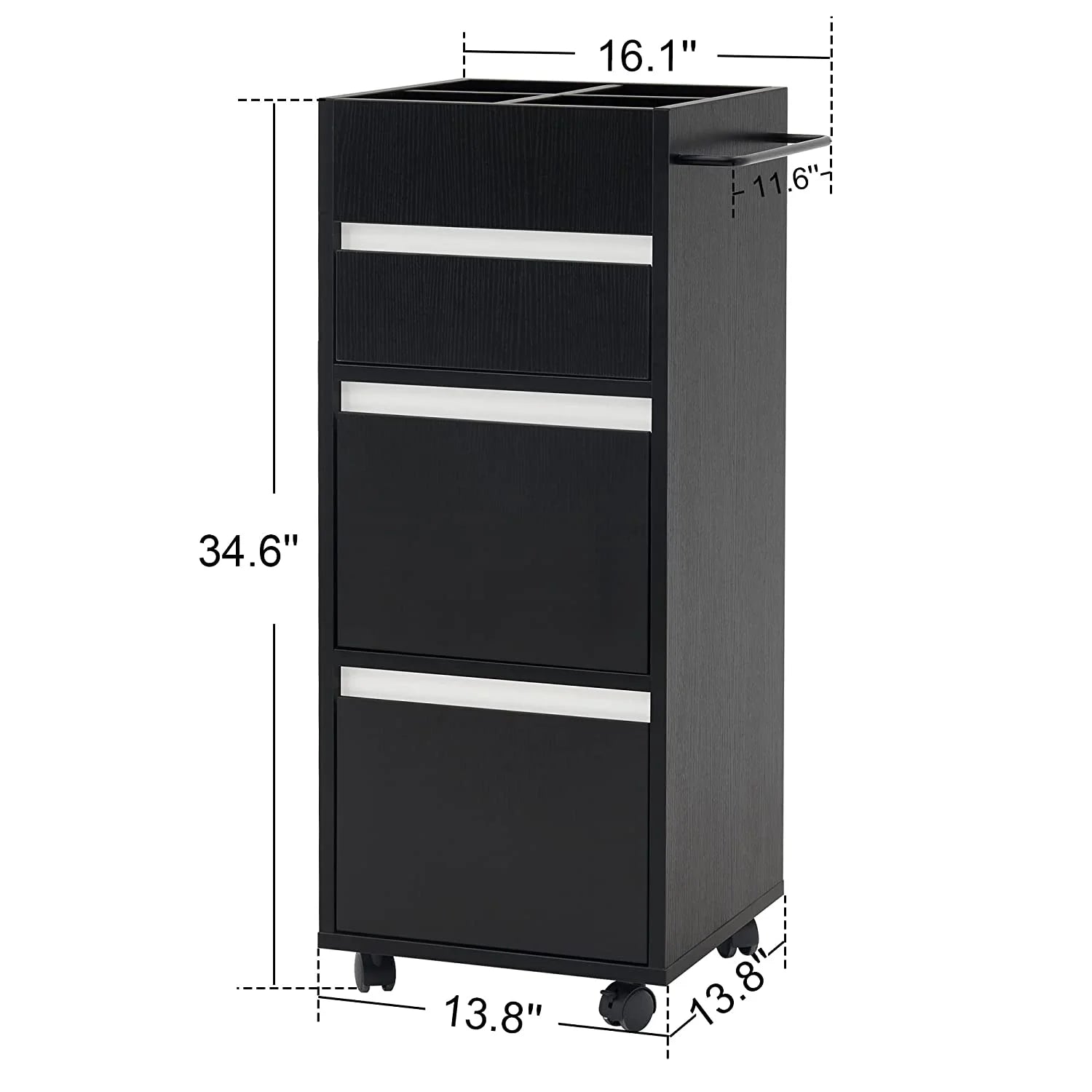BarberPub Utility Cart with Storage Drawer, Salon Trolley Cabinet