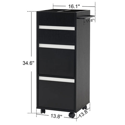 BarberPub Utility Cart with Storage Drawer, Salon Trolley Cabinet