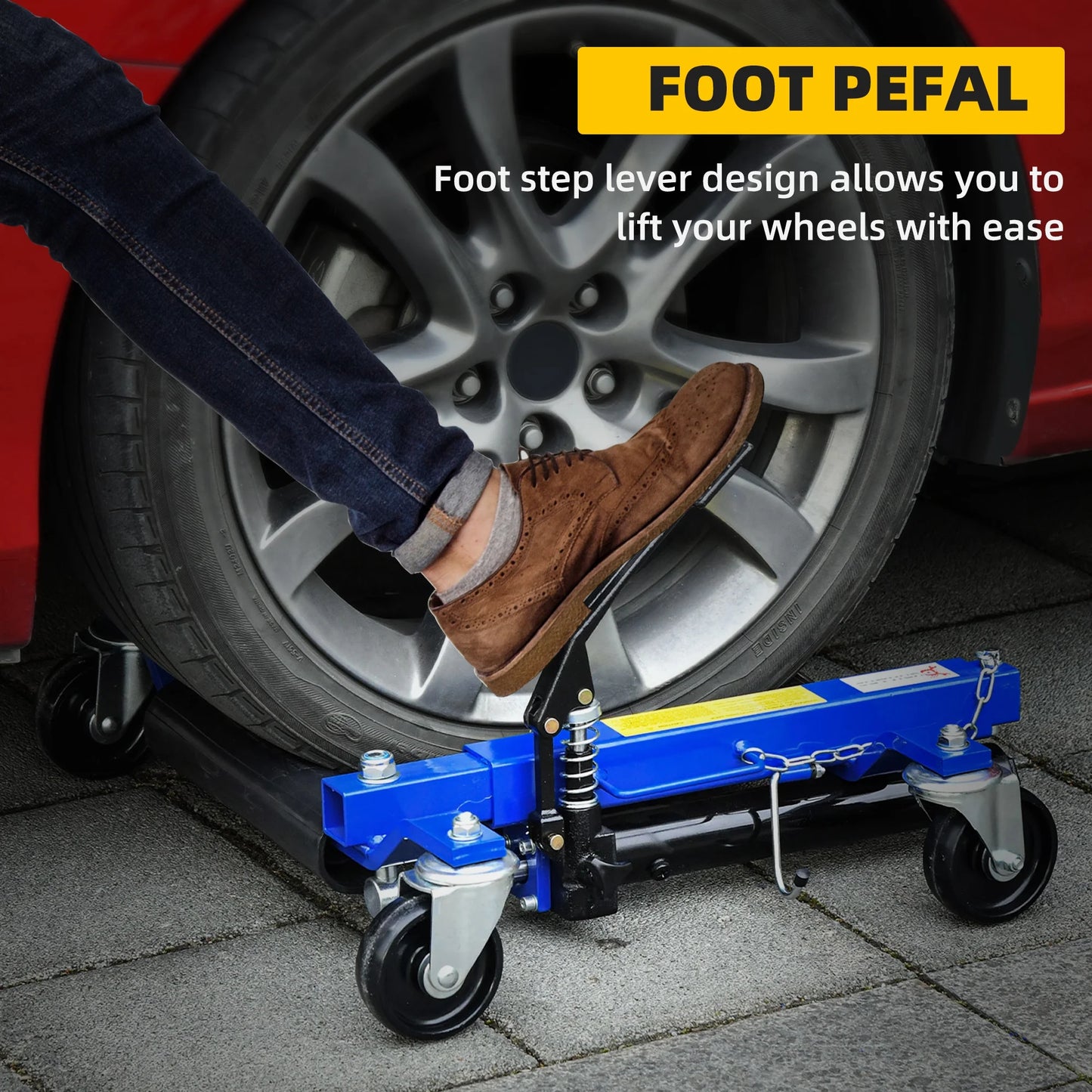 DURHAND 4 Wheel Dolly Portable for Lifting Vehicles, 1465 lbs Weight Capacity