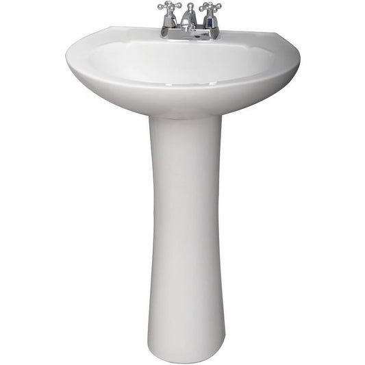 Decor Plumbing Doncaster White Vitreous China 22in Rectangle Pedestal Sink