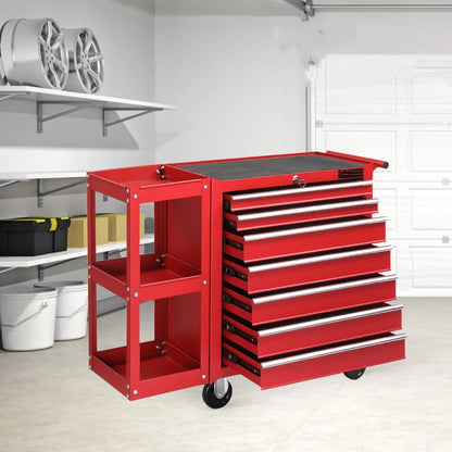 Ktaxon 7-Drawer Rolling Tool Chest with Side Shelves, Tool Storage Side Cabinet w/Lockable Wheels, for Warehouse Garage Repair Shop