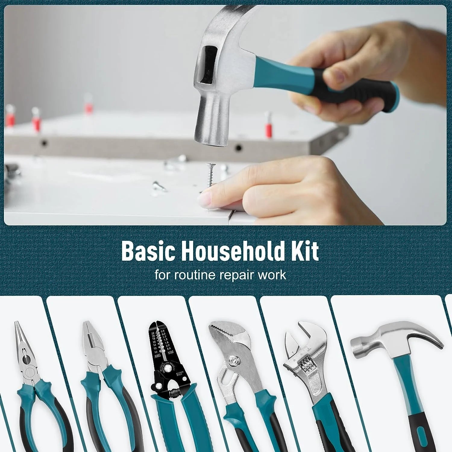 Home Tool Kit 281-PCs - General Basic Home Auto Repair Tool Kits - Complete Portable Hand Tool Sets for Women - Tool Box Set with Socket Wrench Set & Screwdriver Sets & Hex Key & Pliers