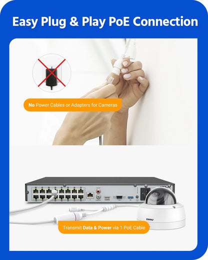 ANNKE 4K Ultra HD PoE Network Video Security System 8CH 4K H.265 Surveillance NVR With 4pcs 4K HD IP67 POE CCTV Dome Cameras without HDD
