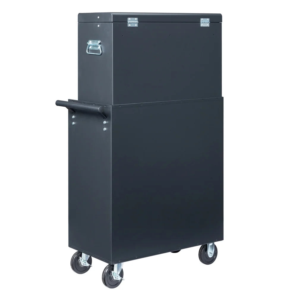 Tcbosik Combined Metal Tool Chest, 9 Drawers Rolling Tool Chest on Wheels, 2 in 1 Detachable Tool Cabinet for Warehouse Garage Workshop, Black