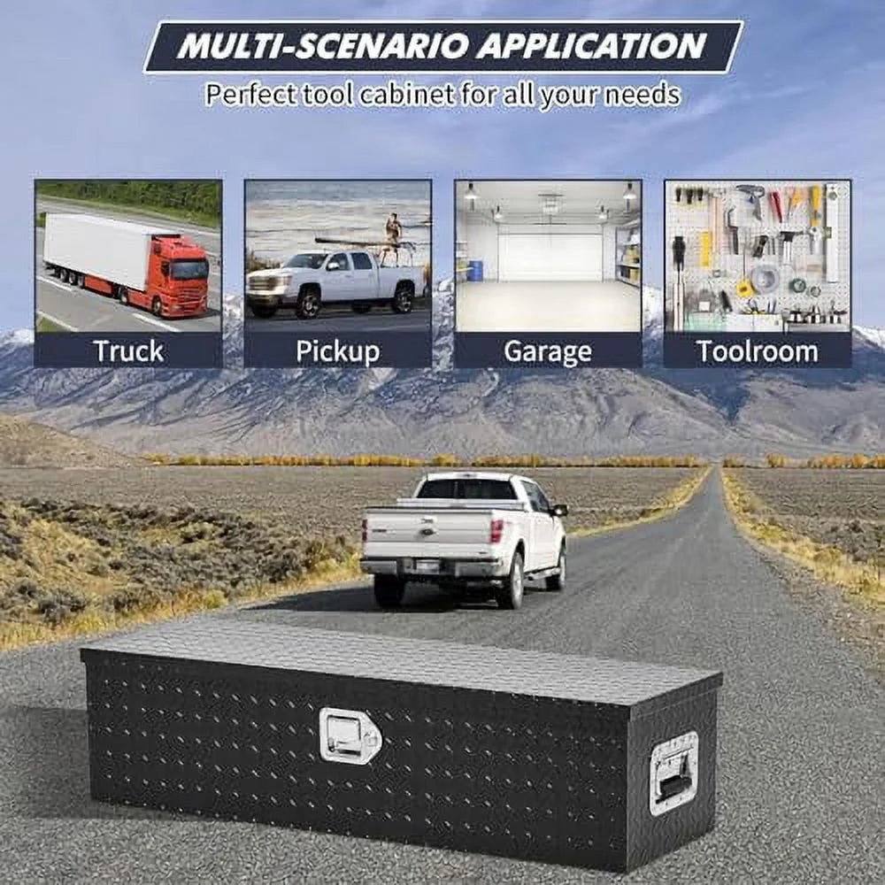 Aluminum Diamond Plate Tool Box 13x13x30 Inch, Heavy Duty Truck Toolbox with Sliding Shelf, Waterproof Truck Storage Organizer Chest for Pick Up Truck RV Trailer with Lock & Keys