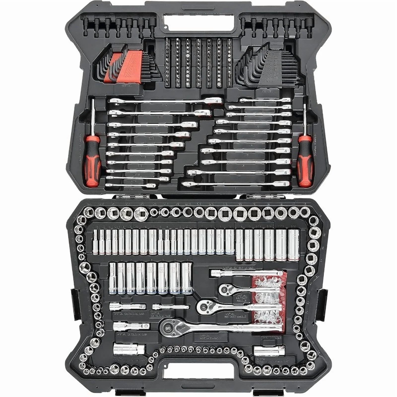 Tool Box 303-Piece Mechanics Tool Set and Socket Set, Professional, SAE/Metric