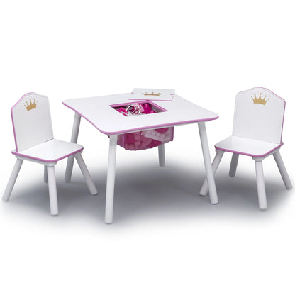 Delta Children Princess Crown Toddler Table and Chair Set with Storage, Greenguard Gold, Wood, Pink