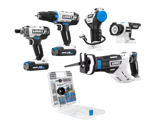 HART 20-Volt 5-Tool Kit with 70-Piece Accessory Set