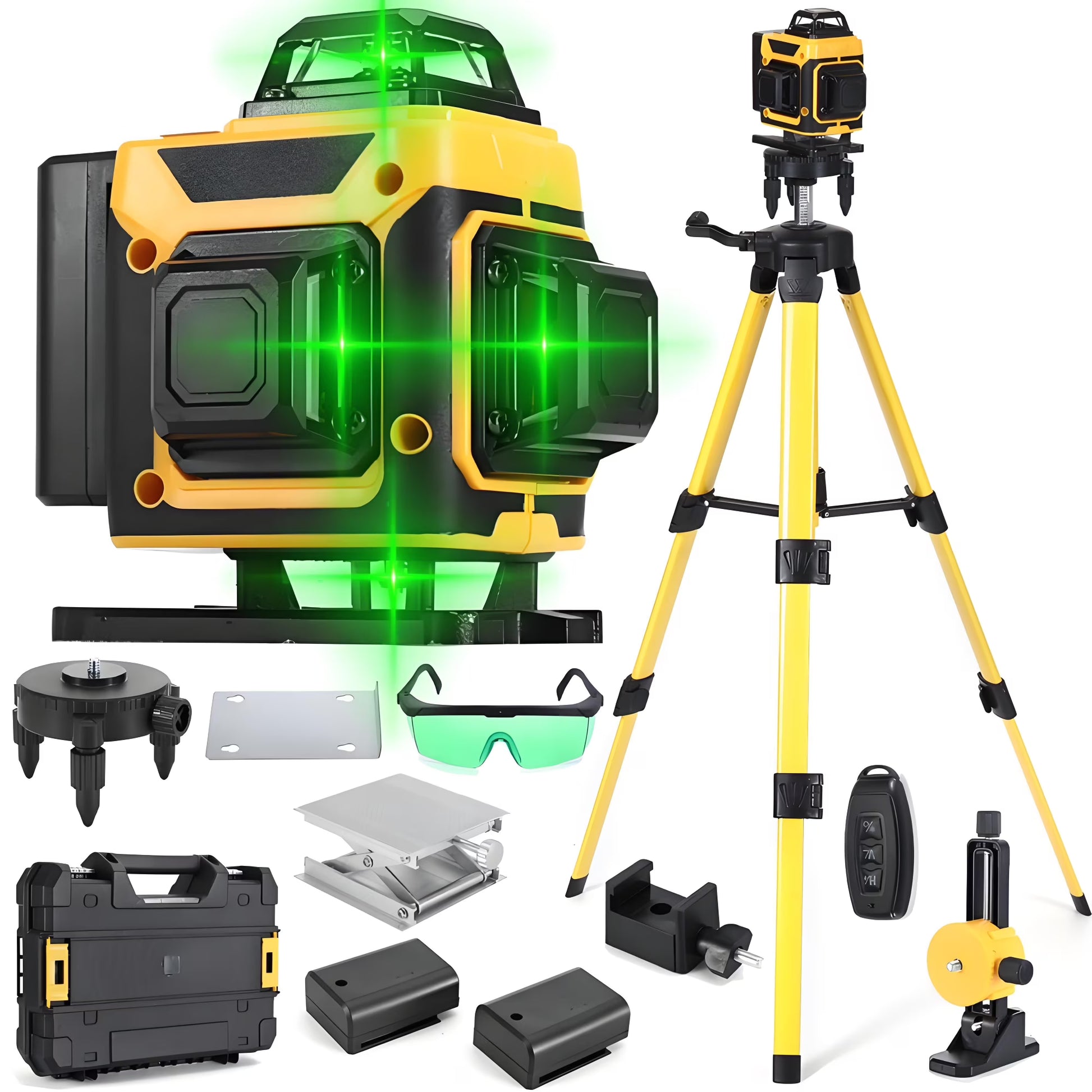 Laser Level,GOCHIFIX 16 Lines 4x360? Green Cross Laser Level Self Leveling with Tripod,Rotating Bracket,Remote Control,Lifting Platform,Rechargeable Battery and Storage Box