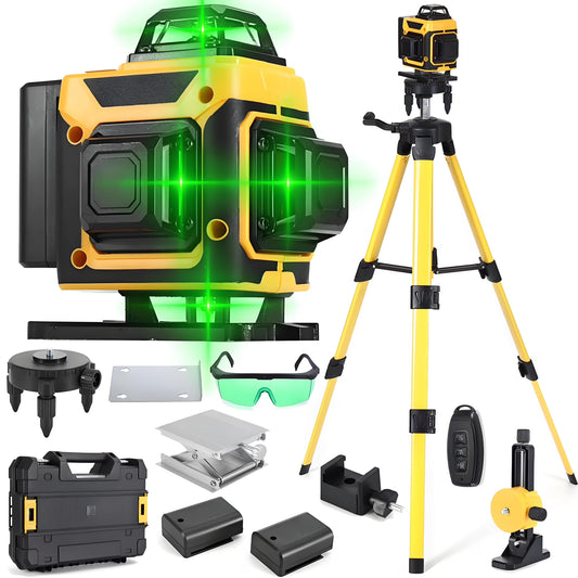 Laser Level,GOCHIFIX 16 Lines 4x360? Green Cross Laser Level Self Leveling with Tripod,Rotating Bracket,Remote Control,Lifting Platform,Rechargeable Battery and Storage Box