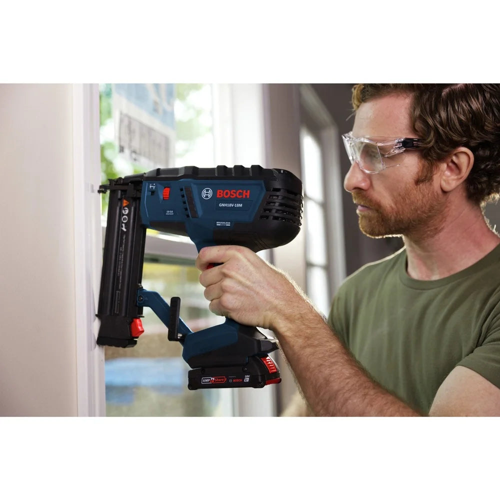 Restored Bosch GNH18V-18MB12-RT 18V Lithium-Ion Brushless Cordless 18-Gauge Brad Nailer Kit (2 Ah) (Refurbished)