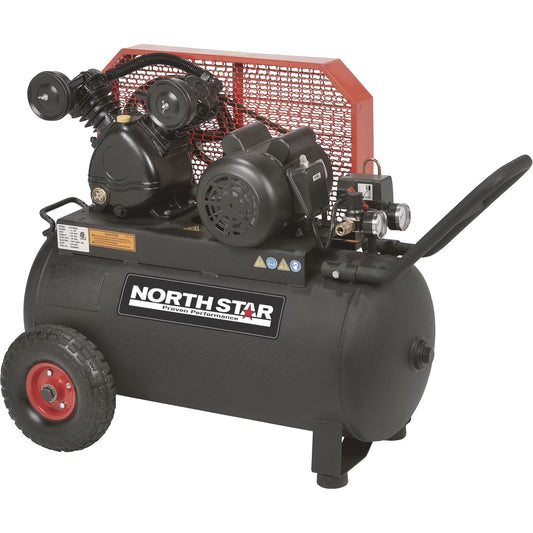 NorthStar Single-Stage Portable Electric Air Compressor, 2 HP, 20-Gallon, 5.0 CFM, Horizontal