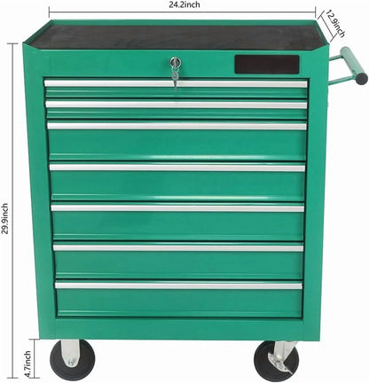 BEIMIMU Tool Chest,7-Drawer Rolling Tool Storage Cabinet, Portable Multifunctional Tool Storage Chest with Locking Mechanism for Garage Workshop Warehouse Repair Shop Metal Tool Cart