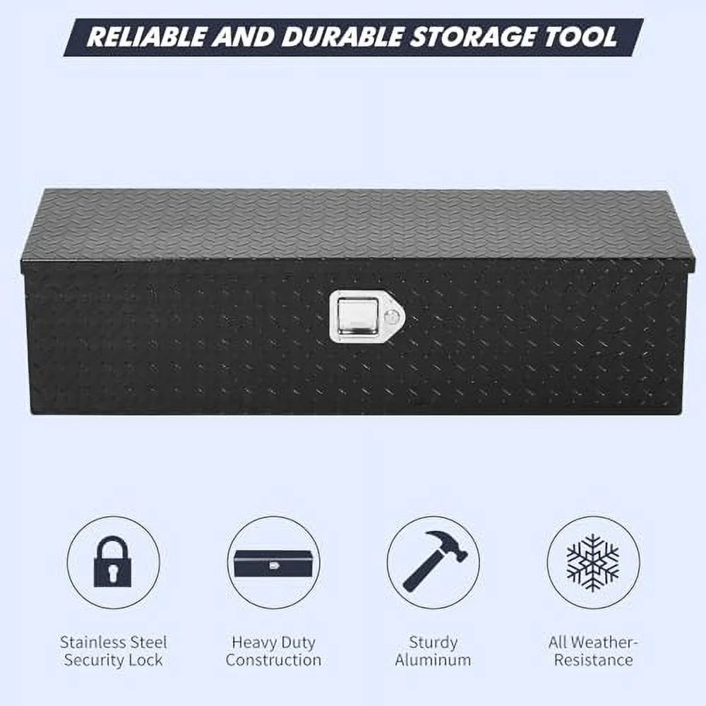 Aluminum Diamond Plate Tool Box 13x13x30 Inch, Heavy Duty Truck Toolbox with Sliding Shelf, Waterproof Truck Storage Organizer Chest for Pick Up Truck RV Trailer with Lock & Keys