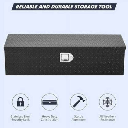 Aluminum Diamond Plate Tool Box 13x13x30 Inch, Heavy Duty Truck Toolbox with Sliding Shelf, Waterproof Truck Storage Organizer Chest for Pick Up Truck RV Trailer with Lock & Keys